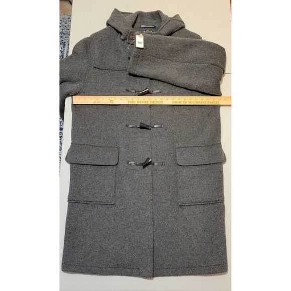 GLOVERALL MEN'S / WOMEN'S GRAY DUFFLE COAT WOOL ENGLAND SIZE US46 / EUR 56 #970 - Picture 9 of 15